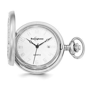 Swingtime Chrome-finish Brass Dial w/Date 48mm Pocket Watch